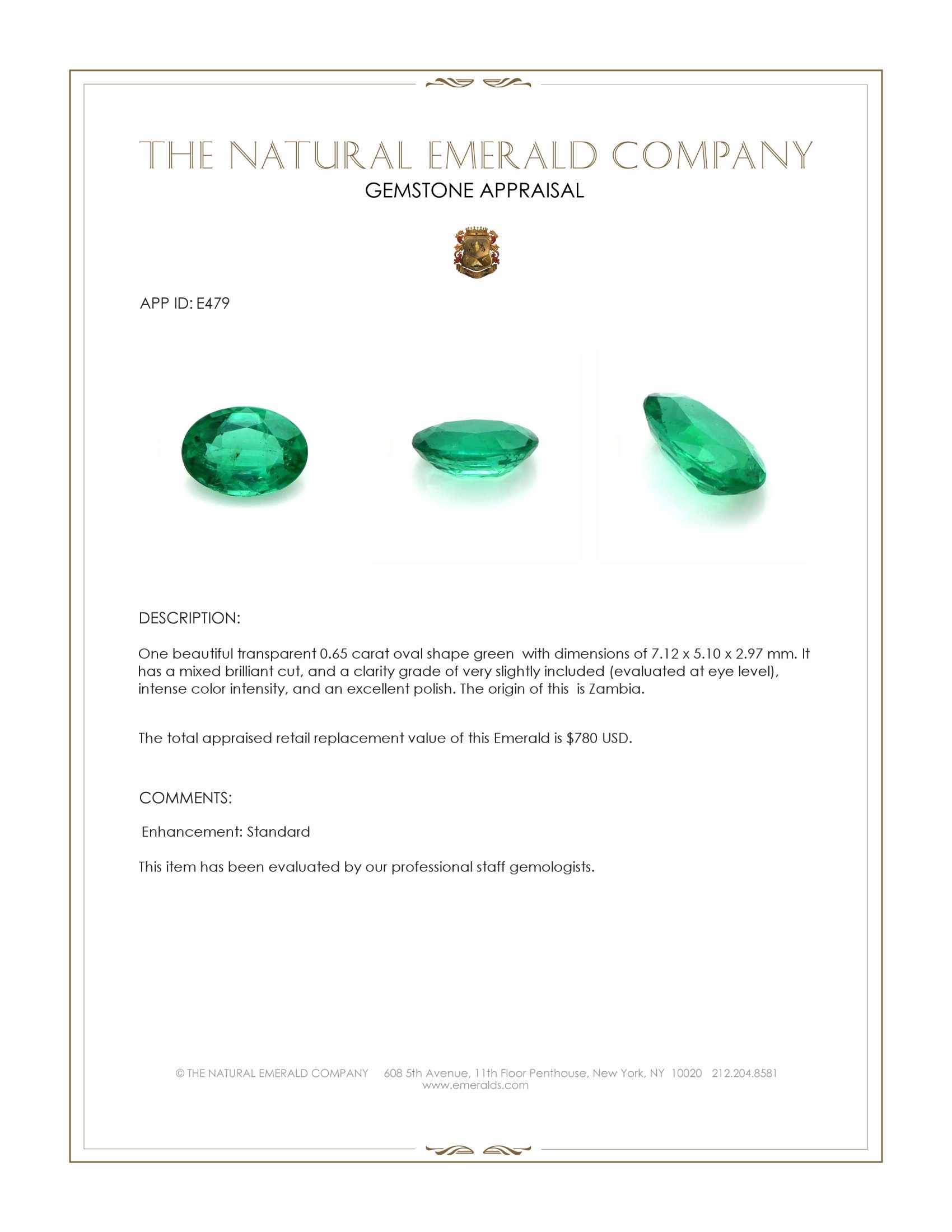 0.65 Ct. Emerald from Zambia