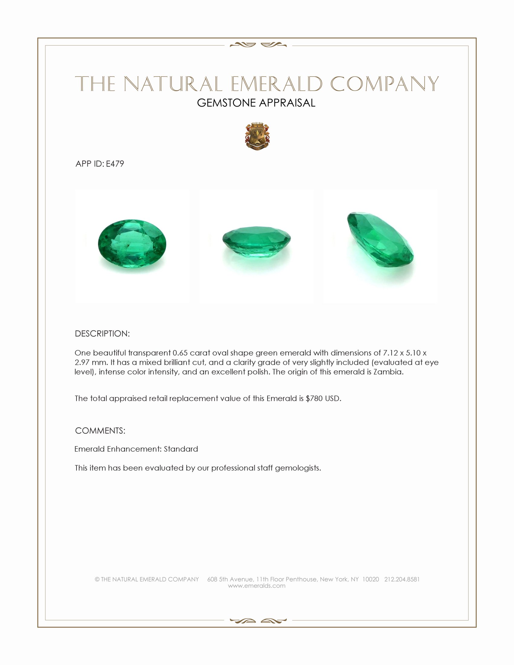 0.65 Ct. Emerald from Zambia