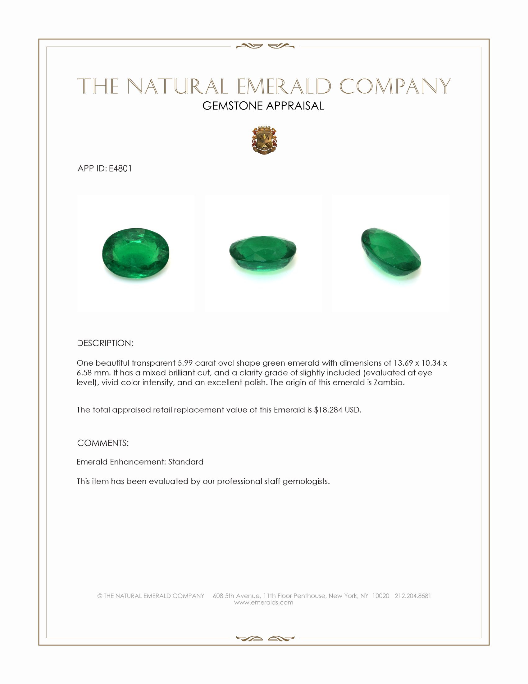 5.99 Ct. Emerald from Zambia