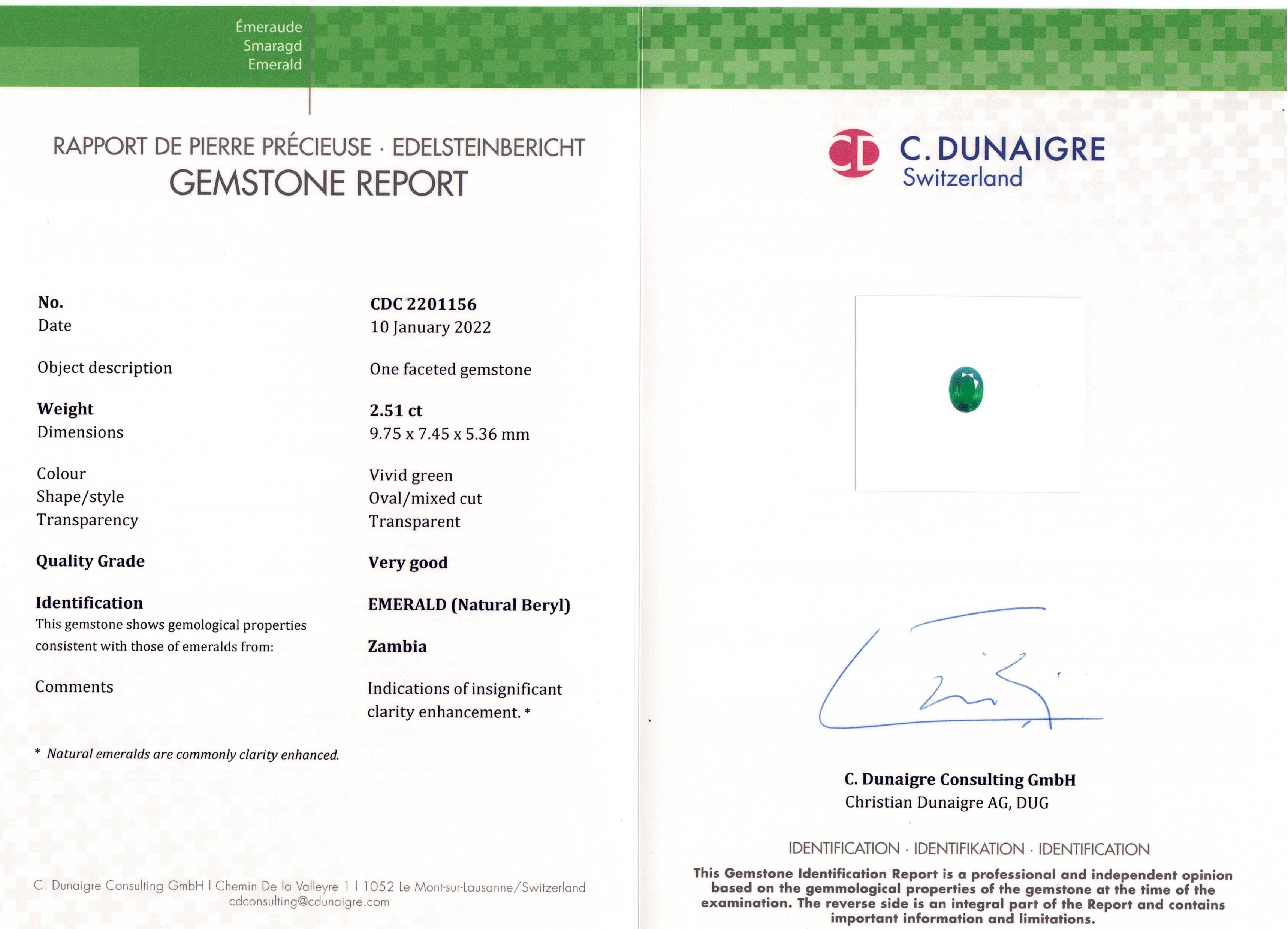 2.51 Ct. Emerald from Zambia
