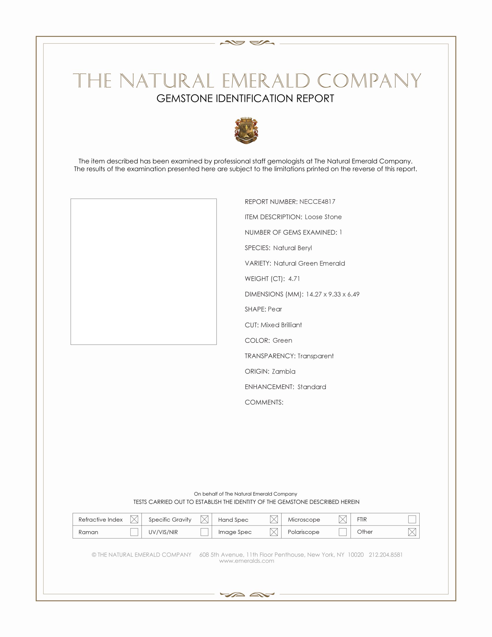 4.71 Ct. Emerald from Zambia