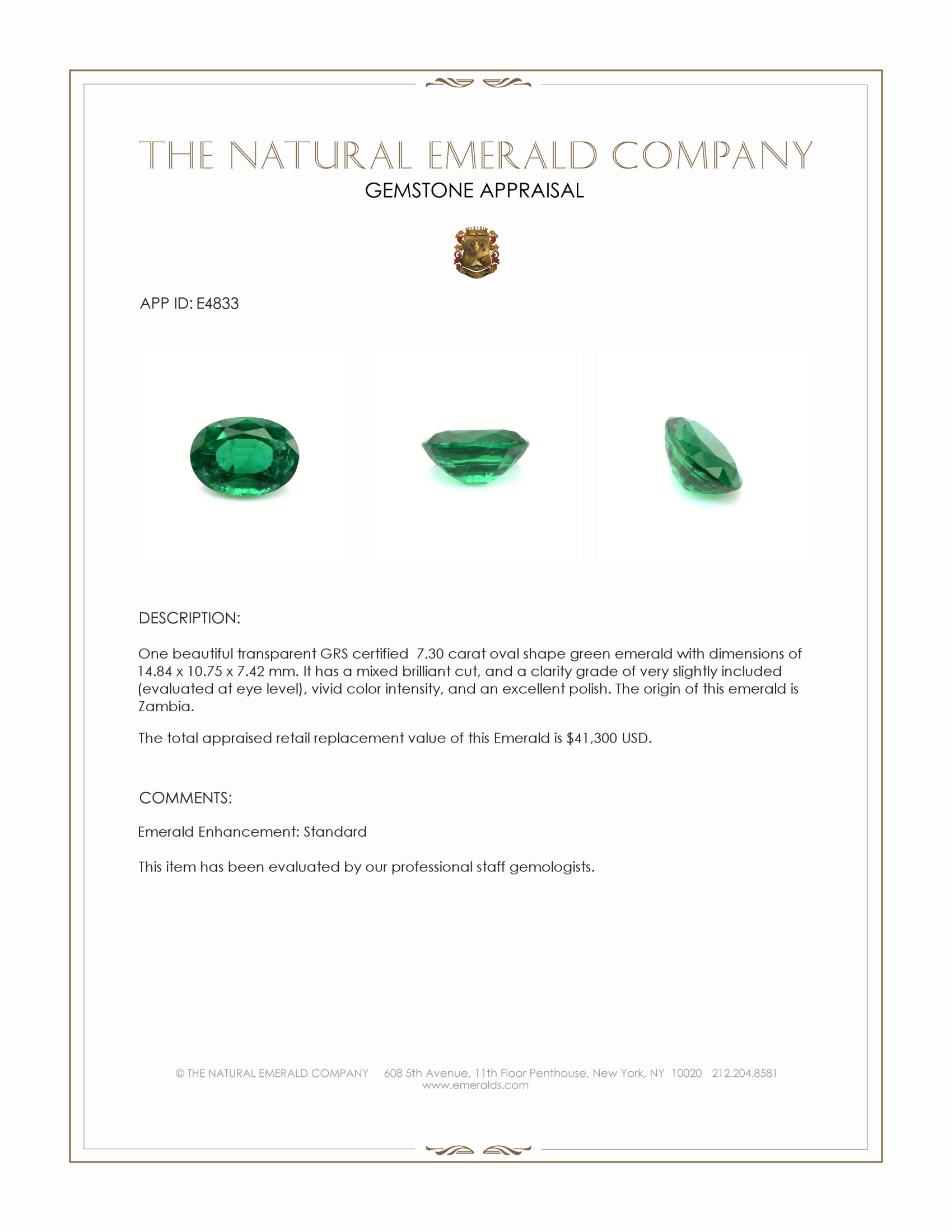 7.30 Ct. Emerald from Zambia