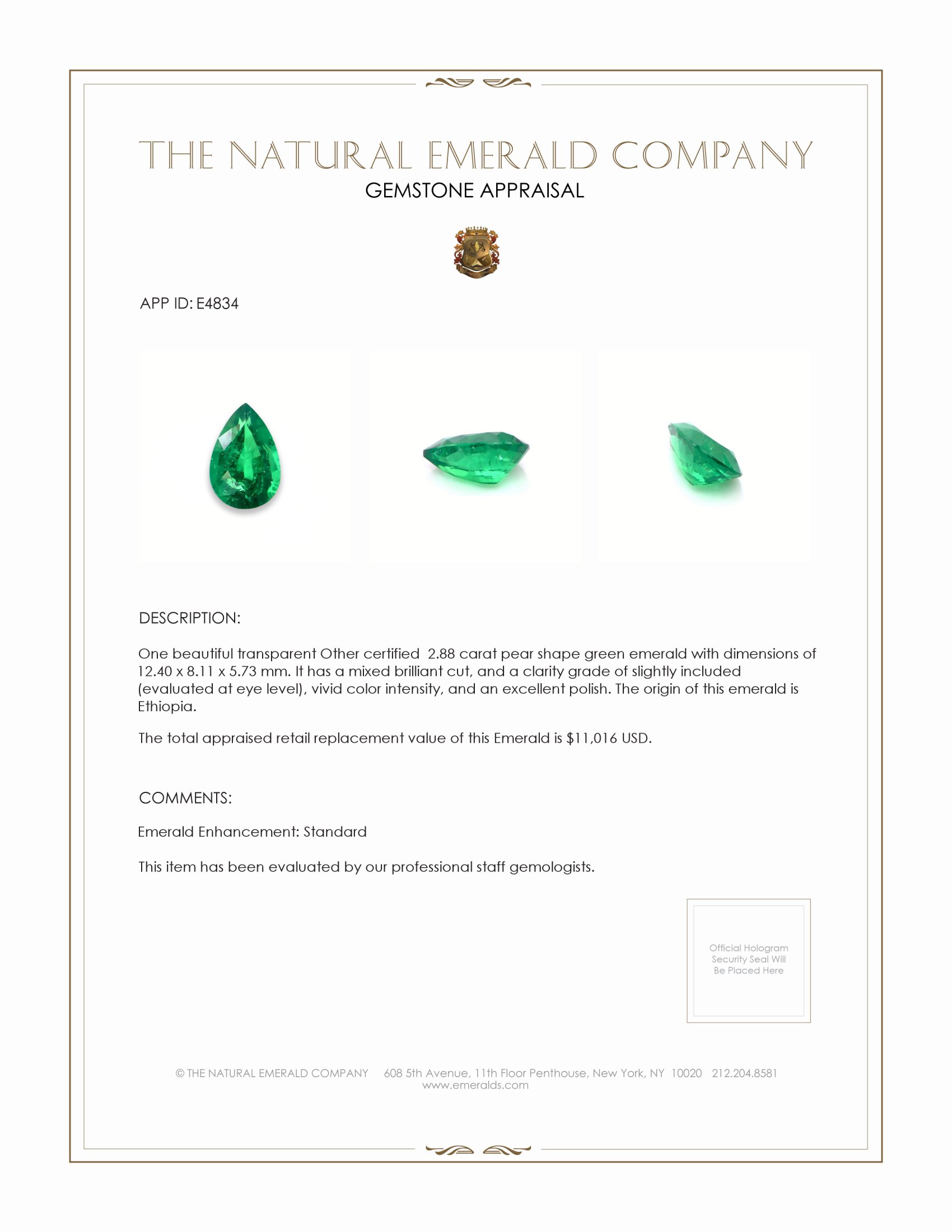 2.88 Ct. Emerald from Ethiopia