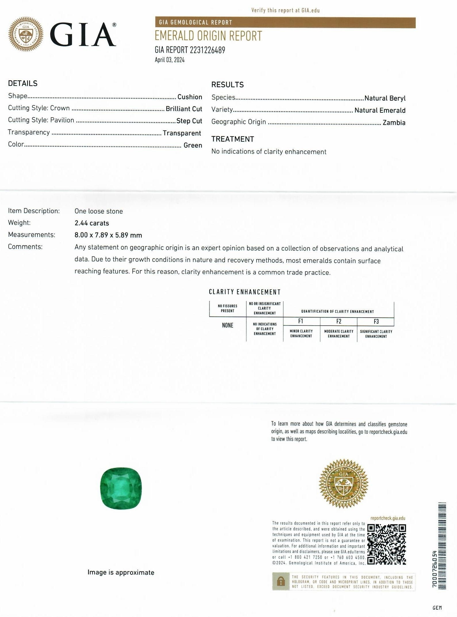 2.44 Ct. Emerald from Zambia