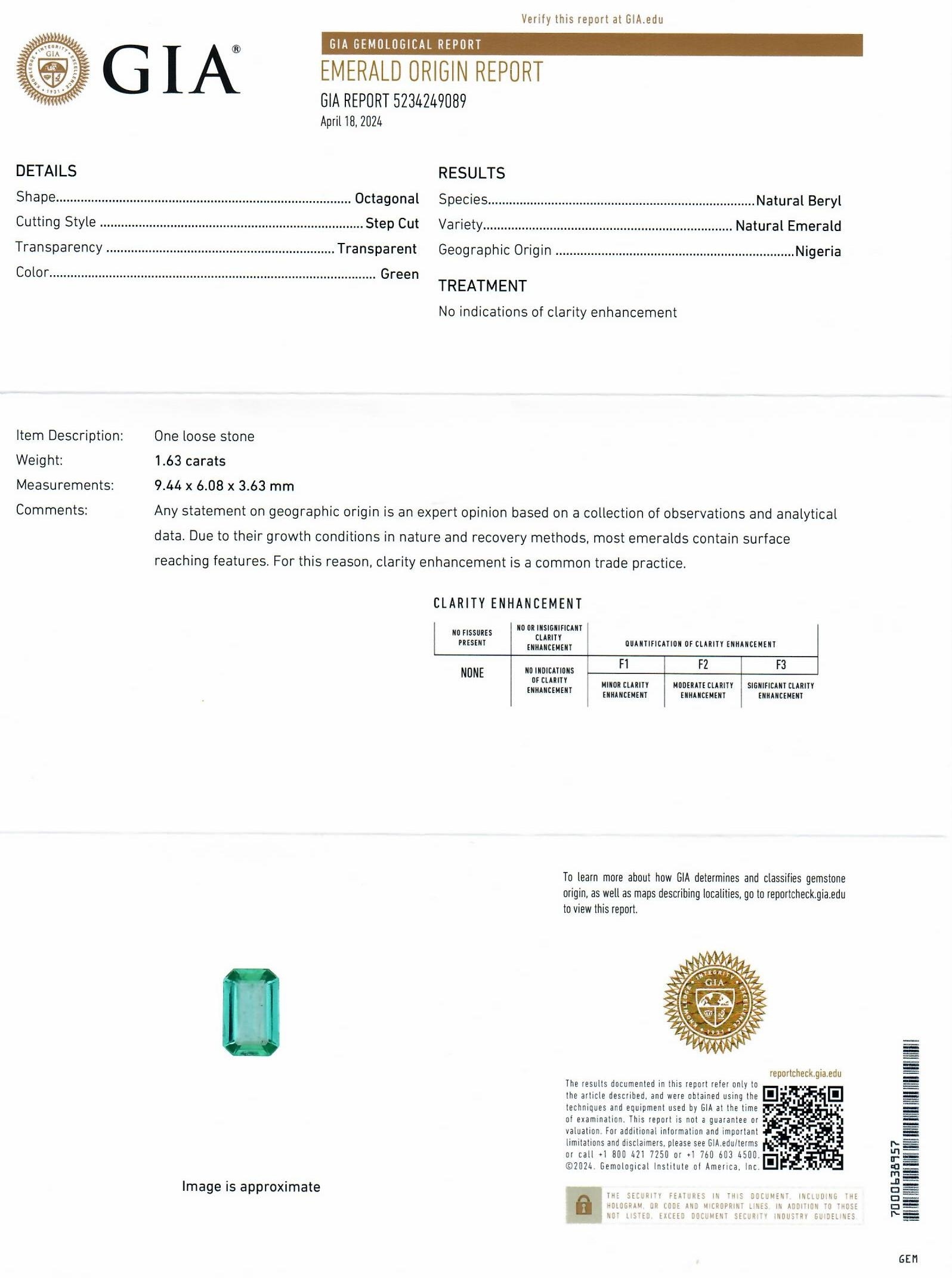 1.63 Ct. Emerald from Nigeria