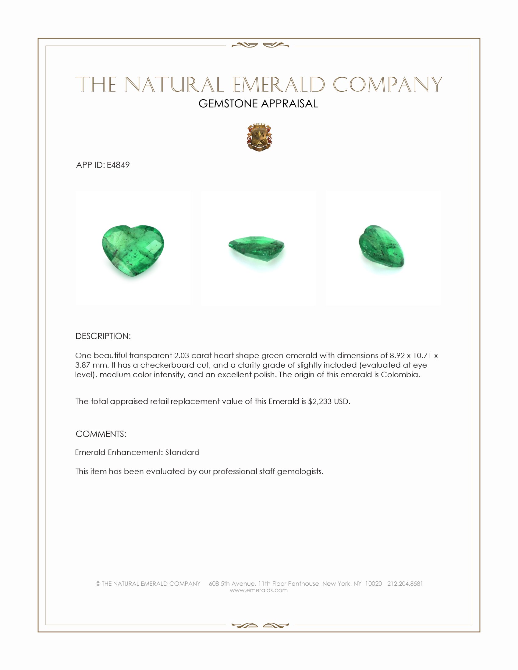 2.03 Ct. Emerald from Colombia