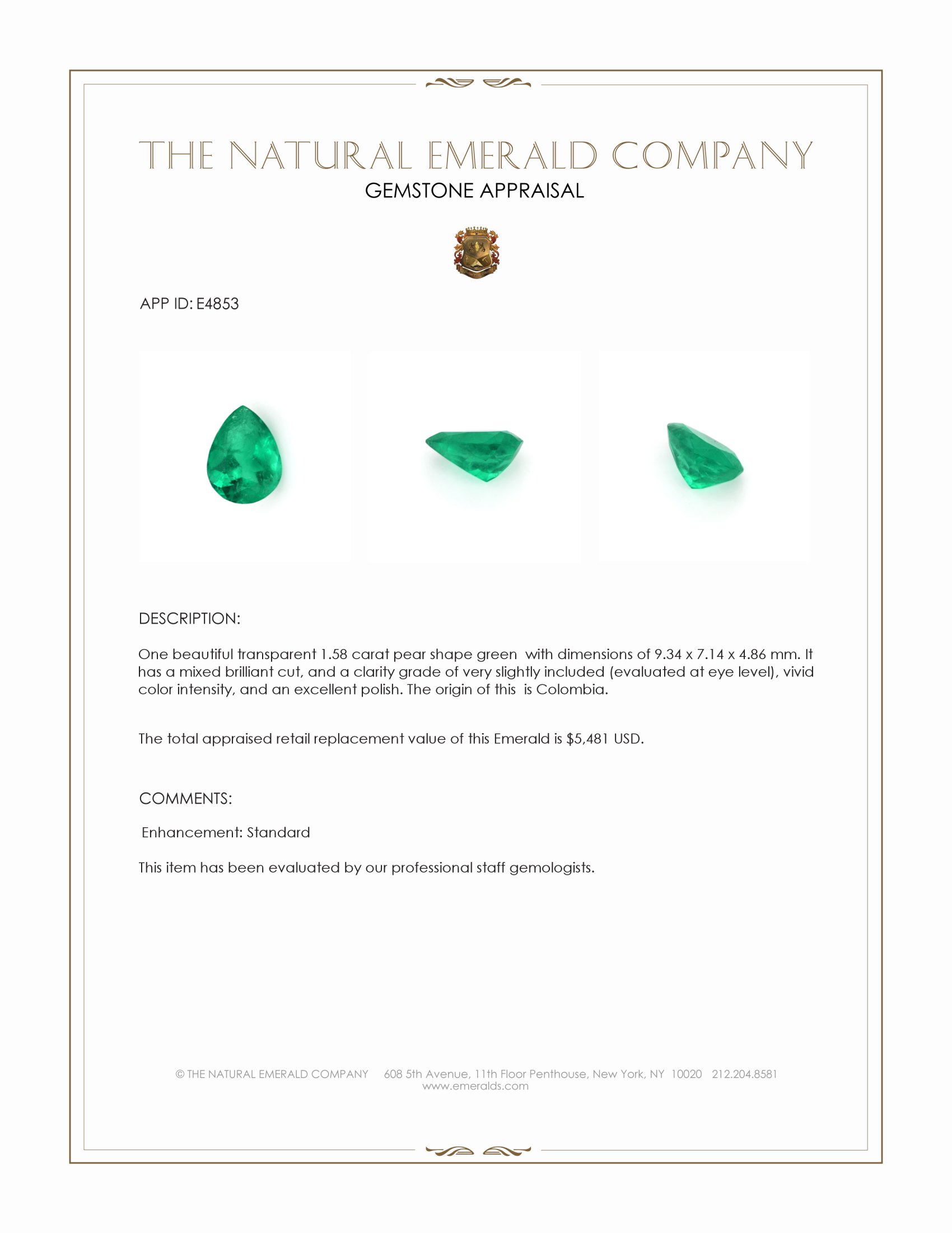 1.58 Ct. Emerald from Colombia