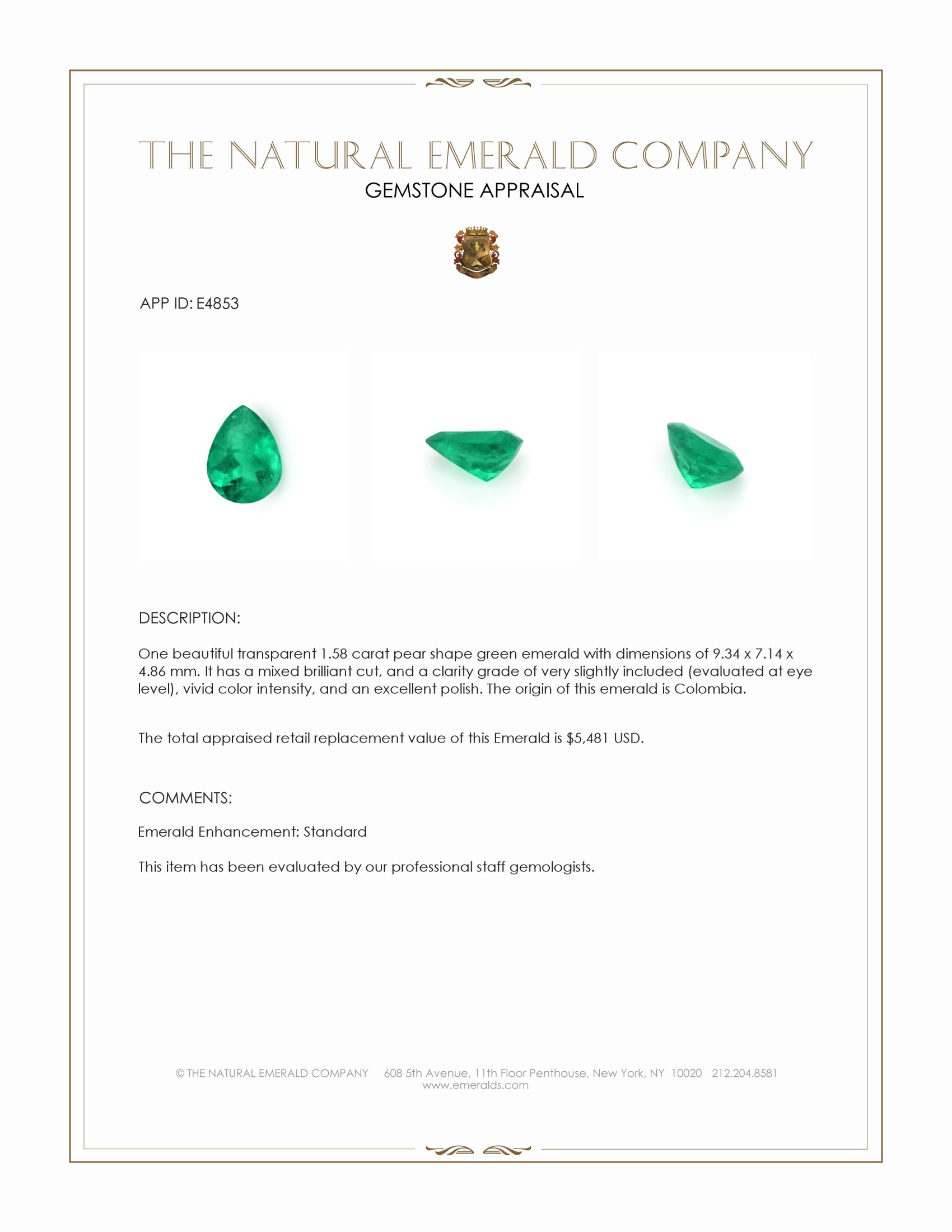 1.58 Ct. Emerald from Colombia