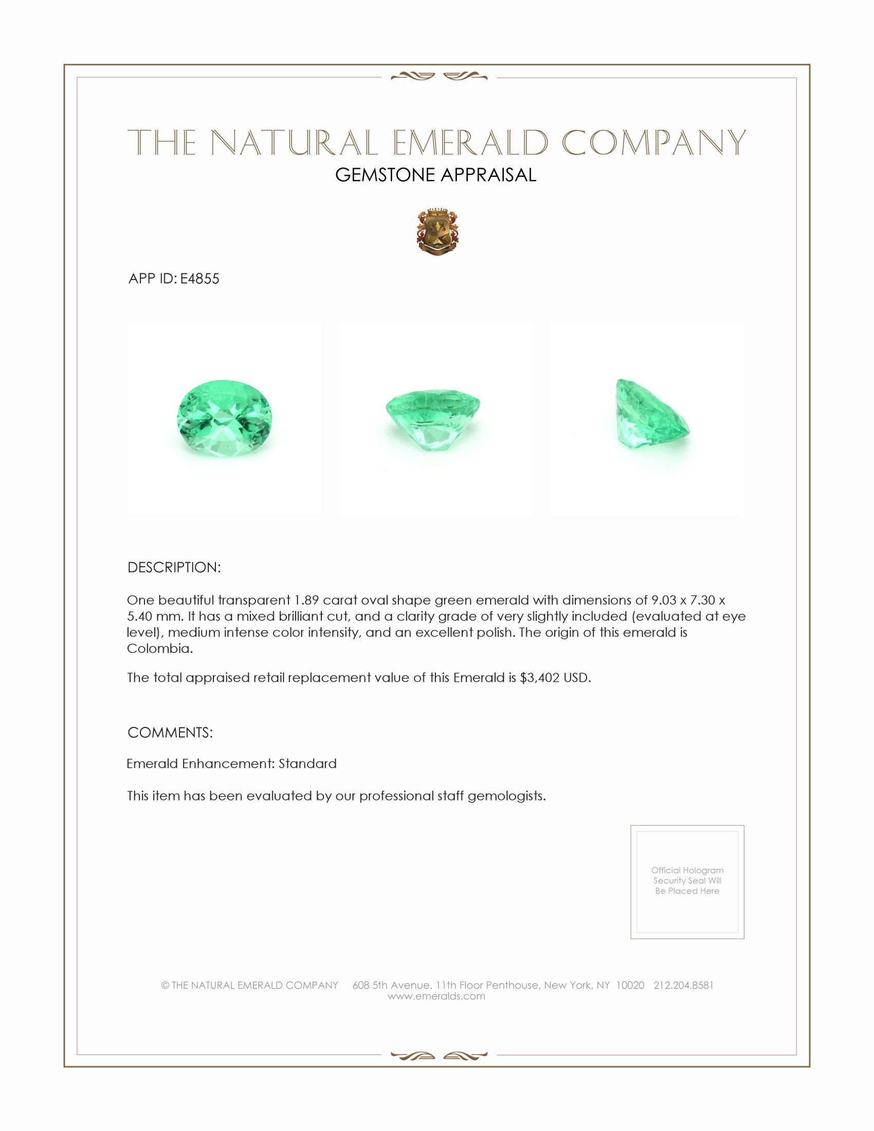 1.89 Ct. Emerald from Colombia