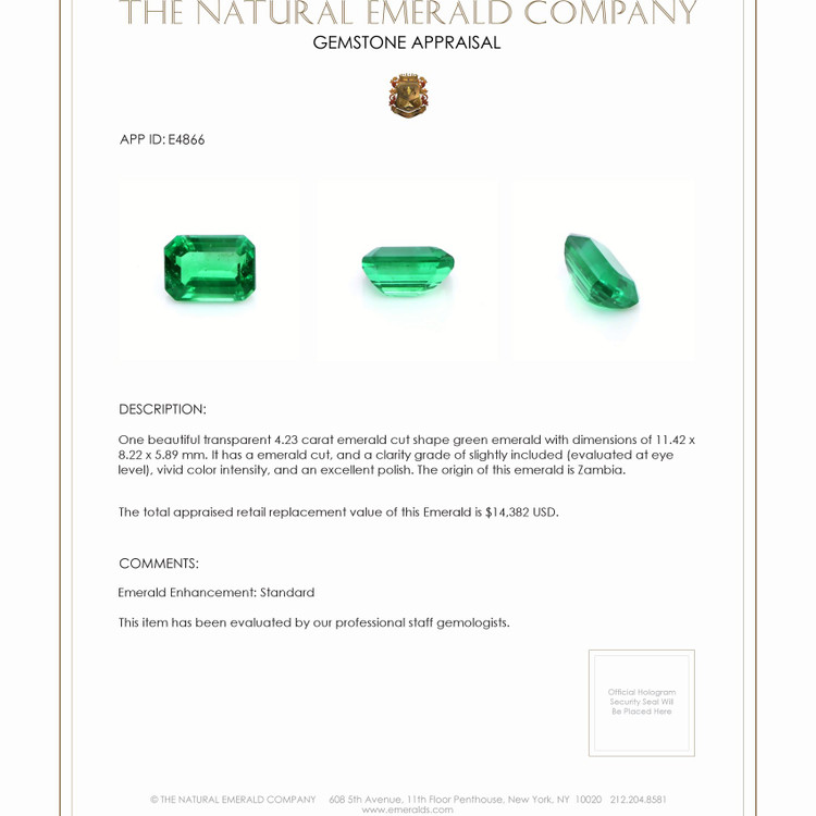 4.23 Ct. Emerald from Zambia