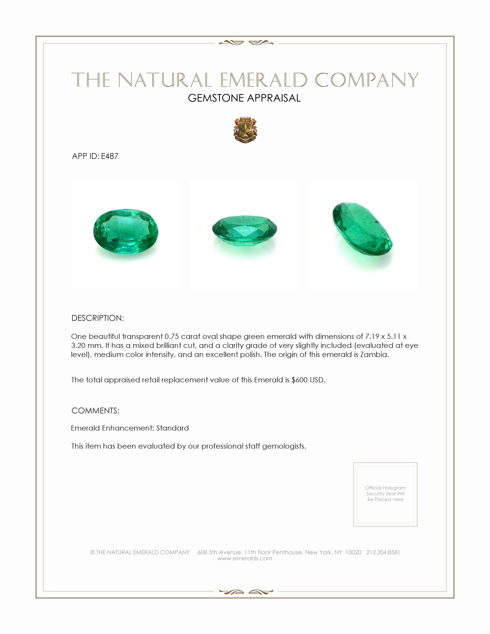 0.75 Ct. Emerald from Zambia