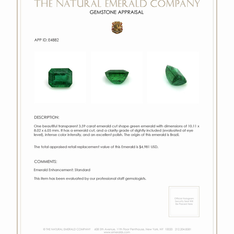 3.59 Ct. Emerald from Brazil