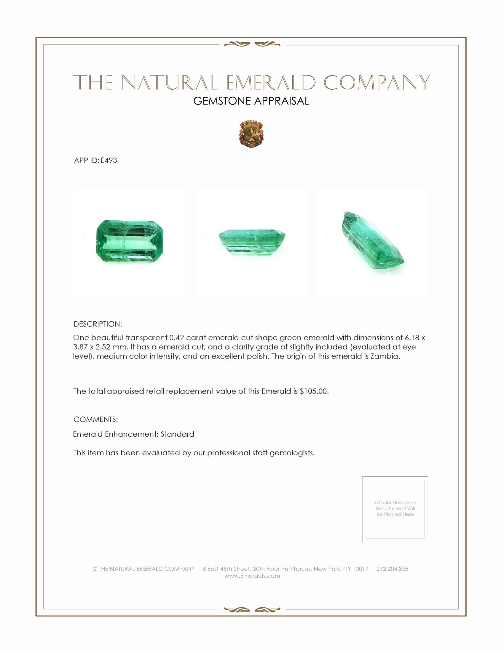0.42 Ct. Emerald from Zambia