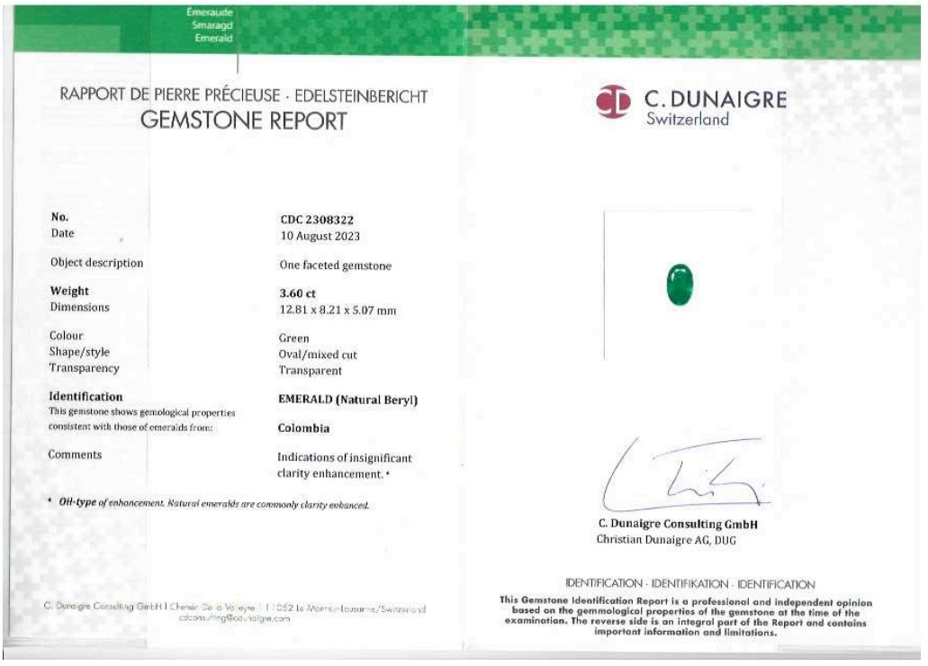 3.60 Ct. Emerald from Colombia