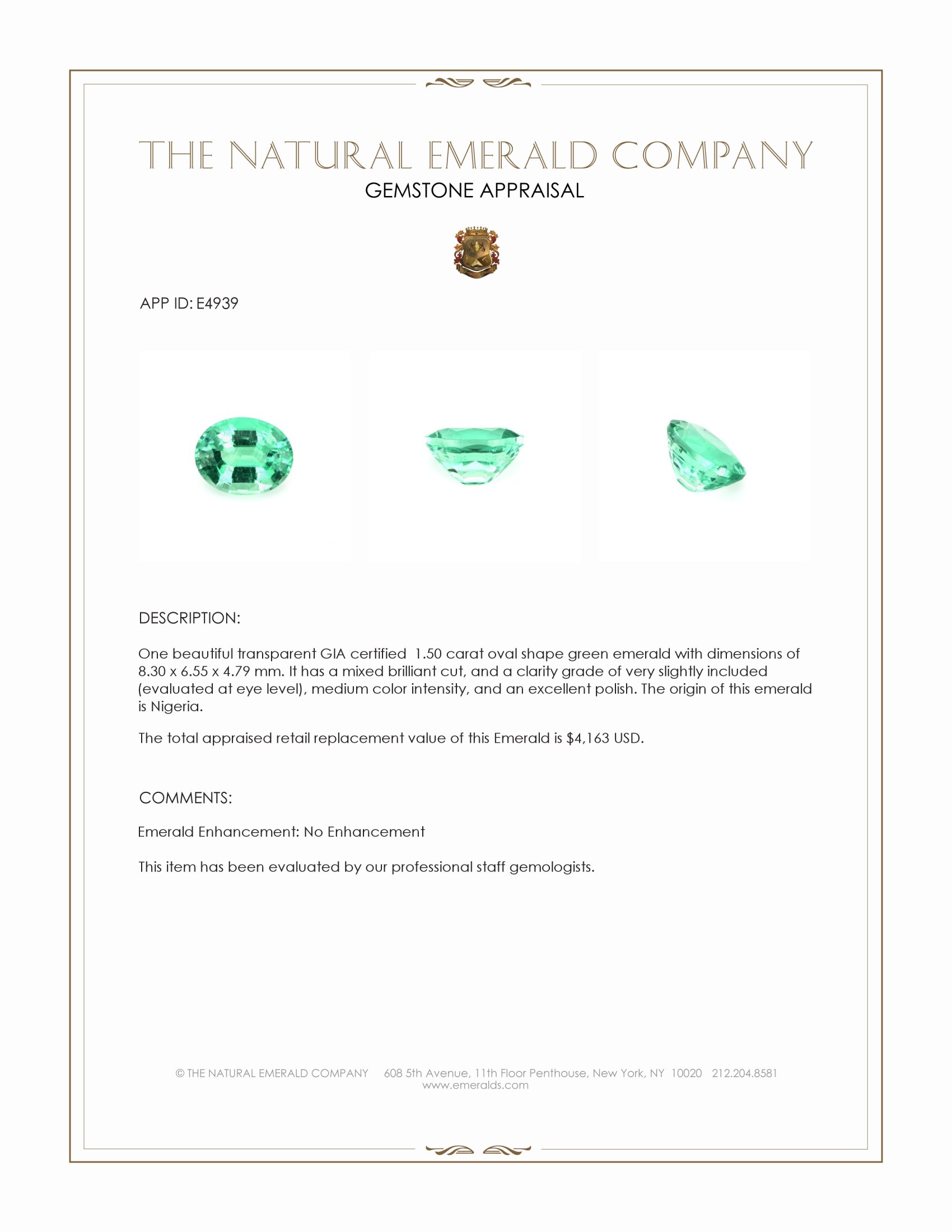 1.50 Ct. Emerald from Nigeria