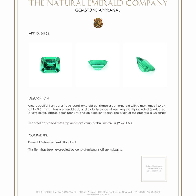 0.75 Ct. Emerald from Colombia