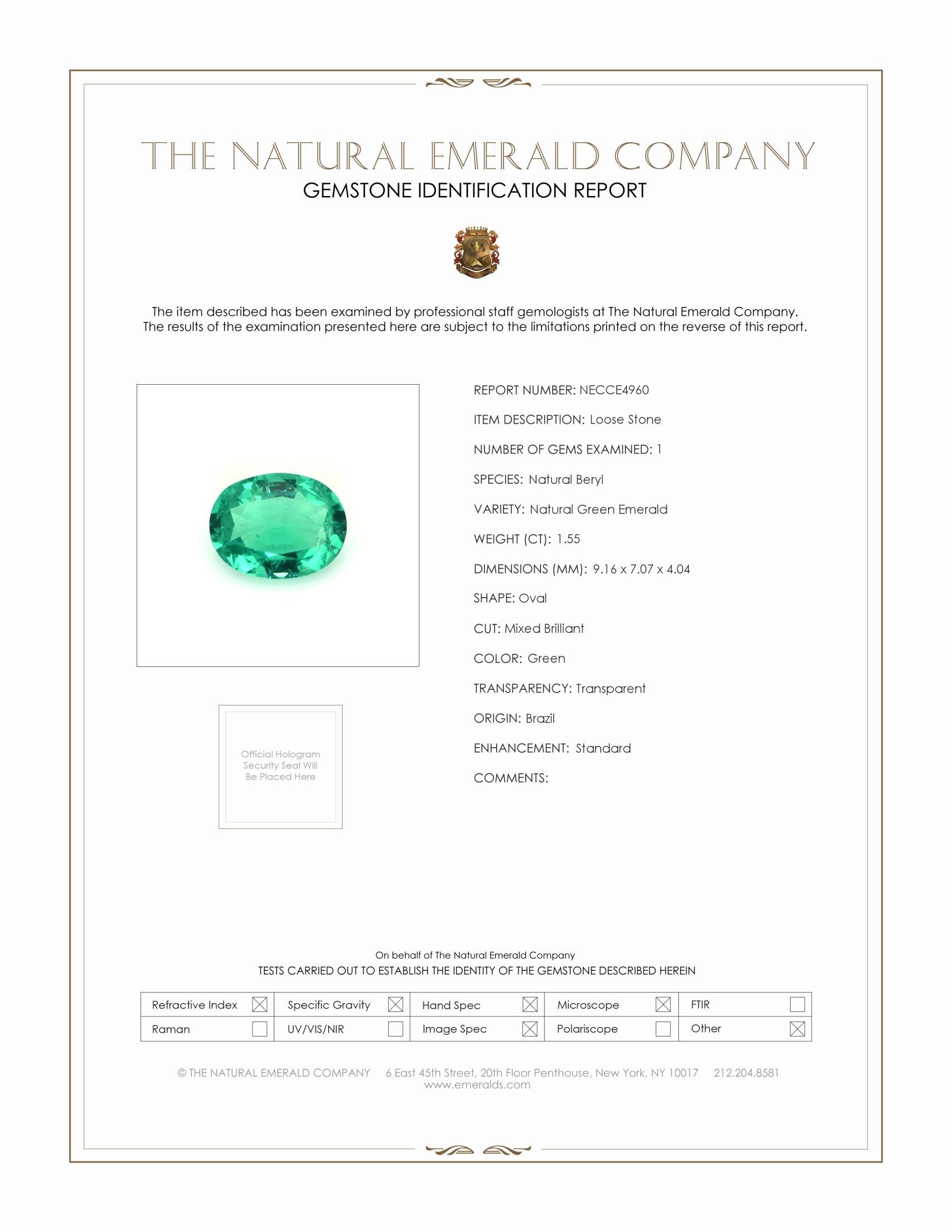 1.55 Ct. Emerald from Brazil