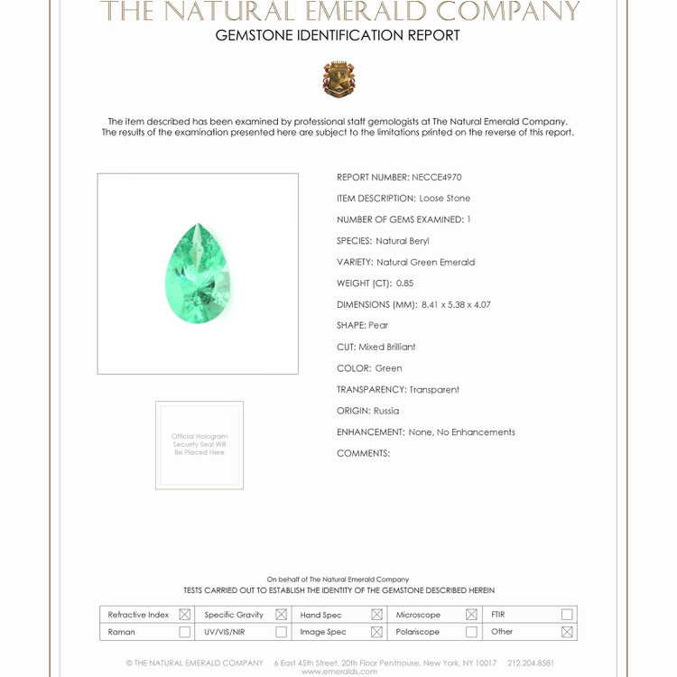 0.85 Ct. Emerald from Russia