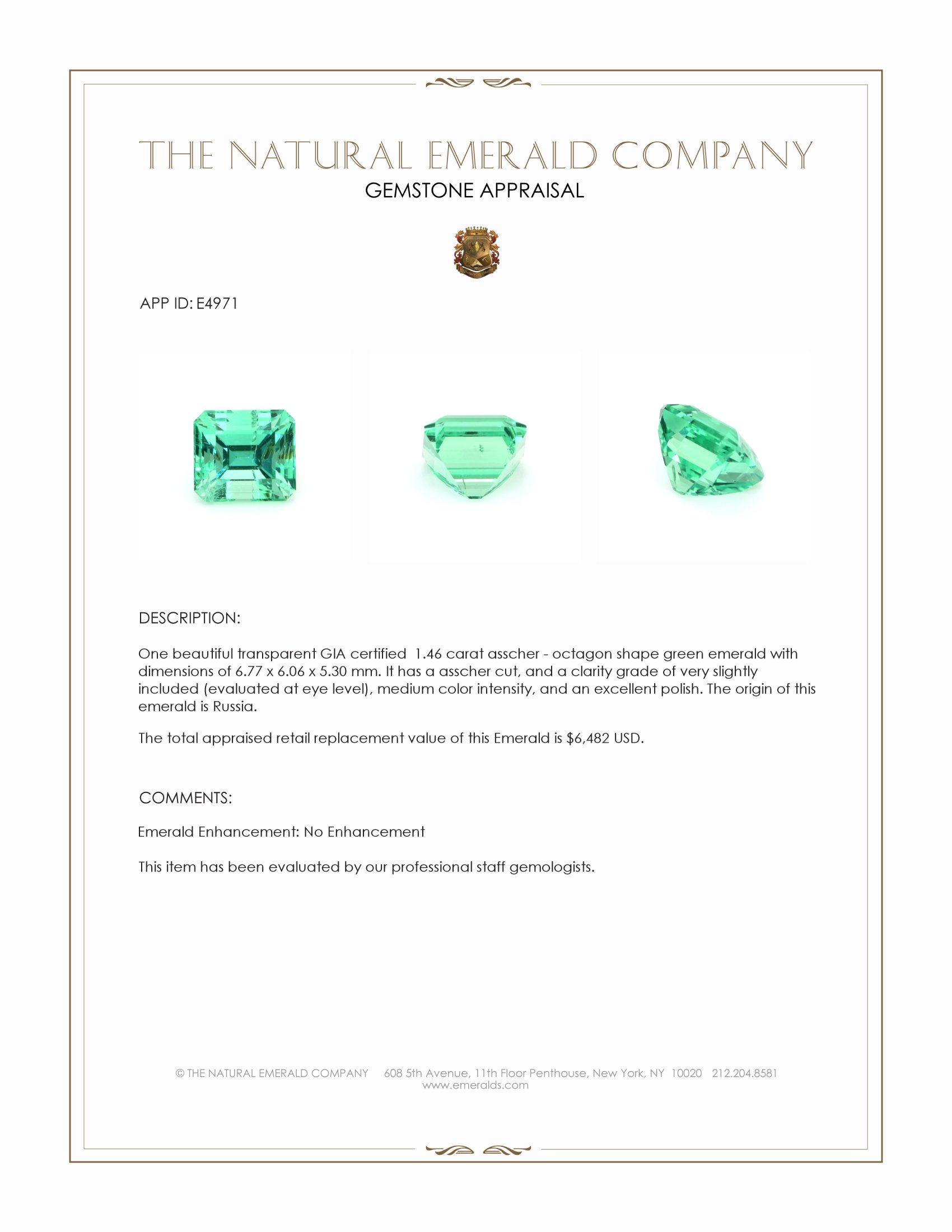 1.46 Ct. Emerald from Russia