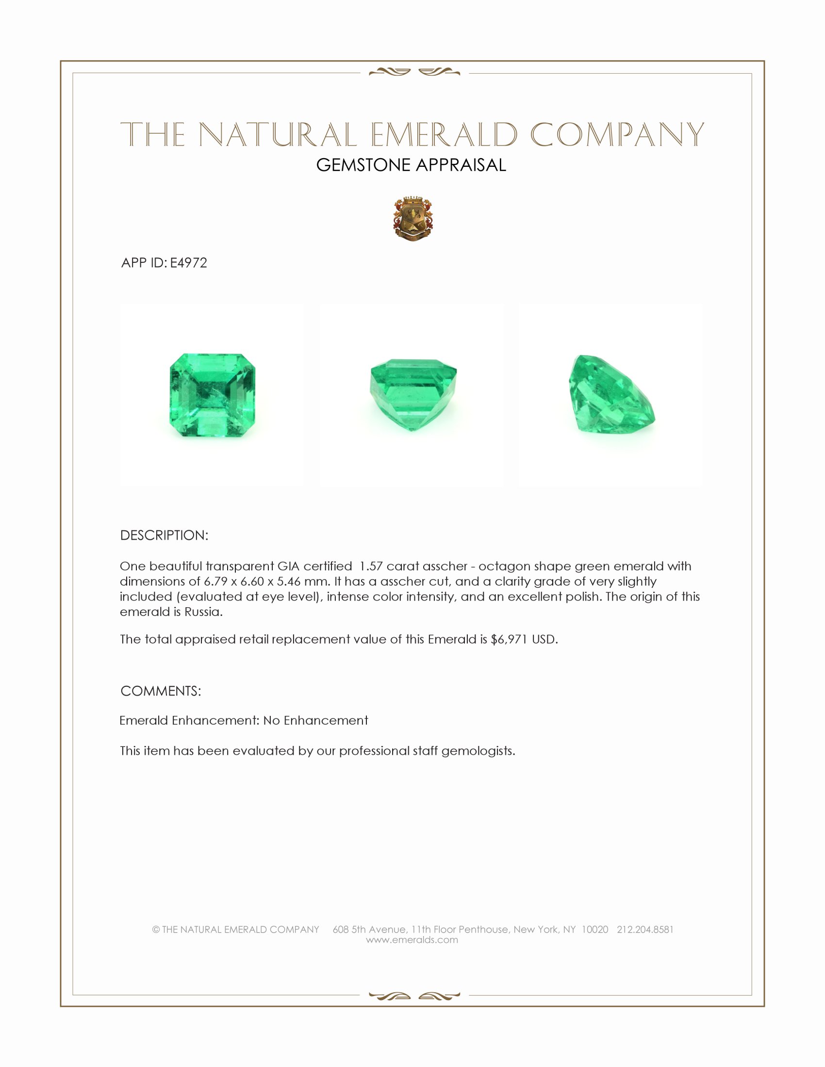 1.57 Ct. Emerald from Russia