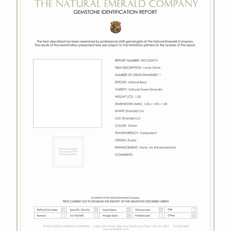 1.00 Ct. Emerald from Russia