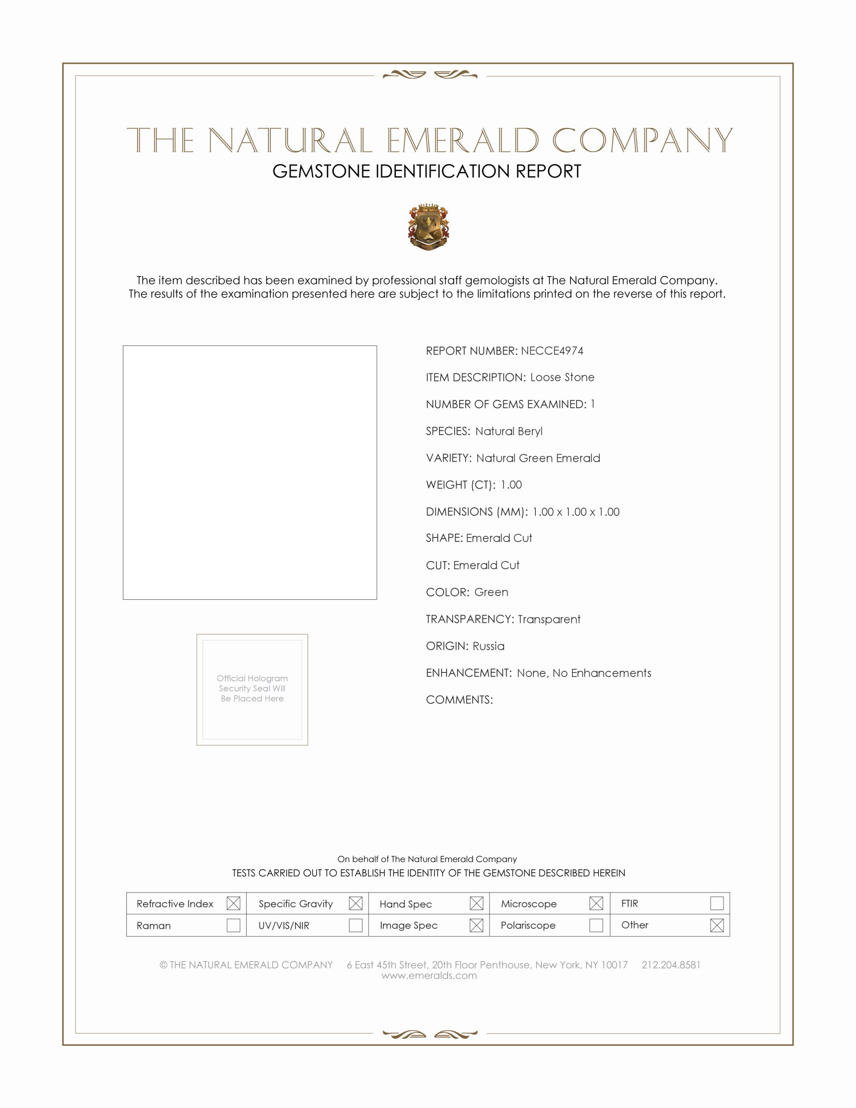 1.00 Ct. Emerald from Russia