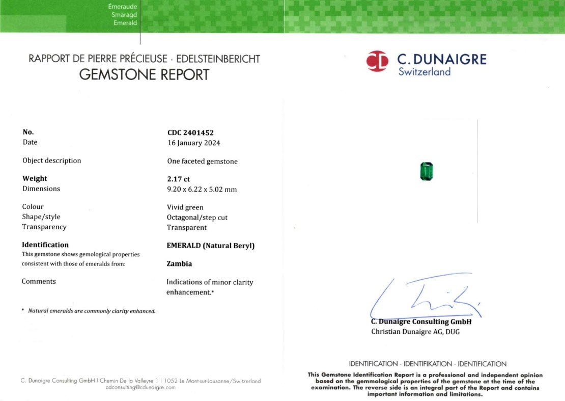 2.17 Ct. Emerald from Zambia