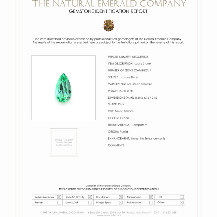 0.78 Ct. Emerald from Russia