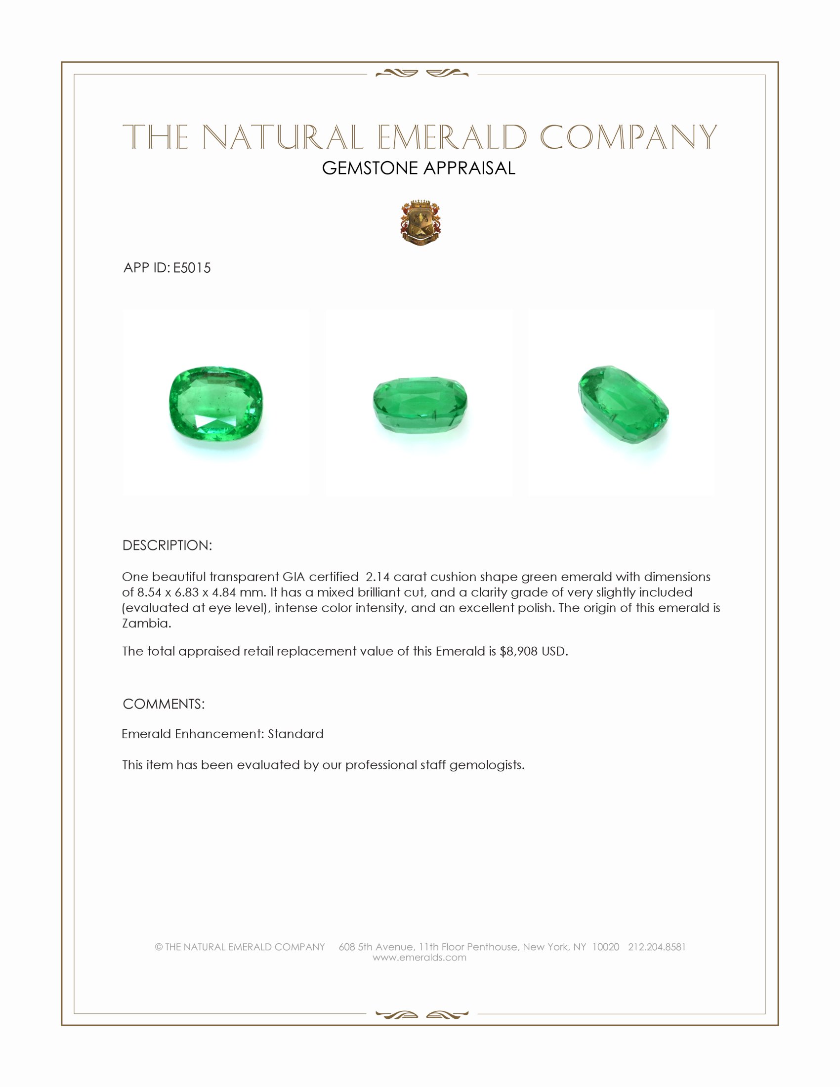 2.14 Ct. Emerald from Zambia