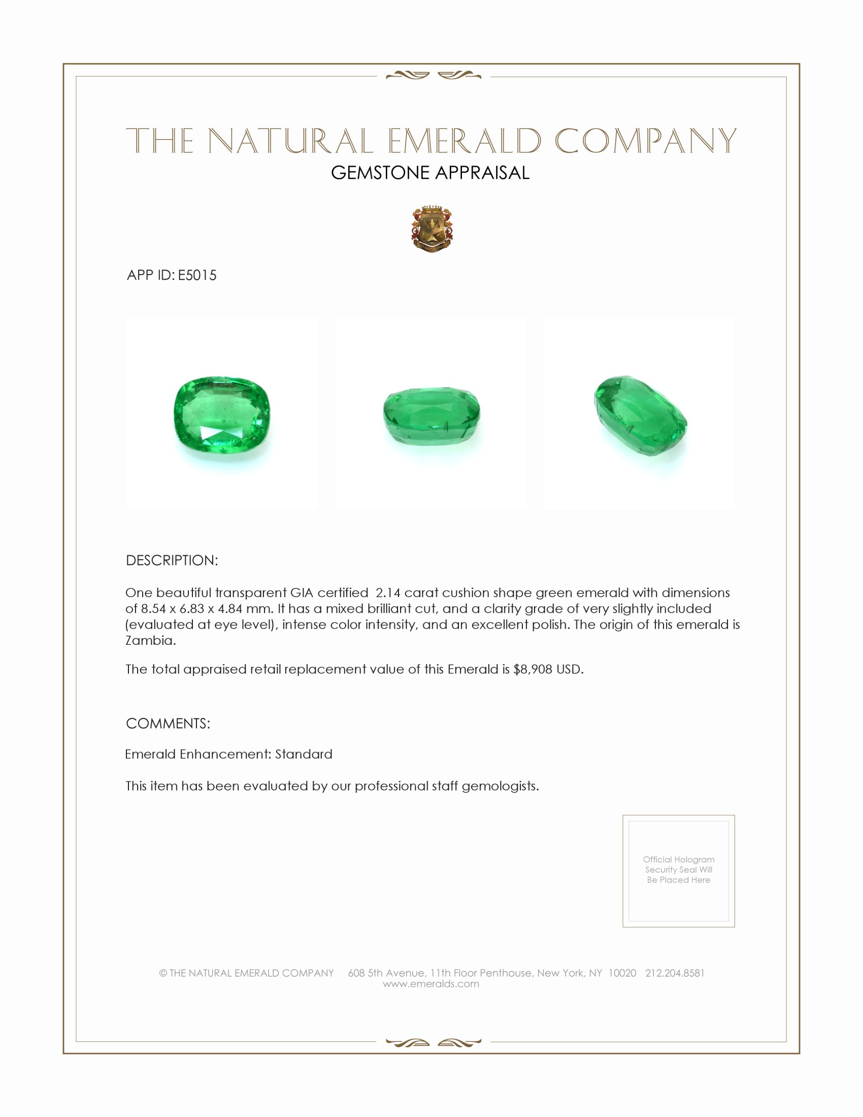 2.14 Ct. Emerald from Zambia