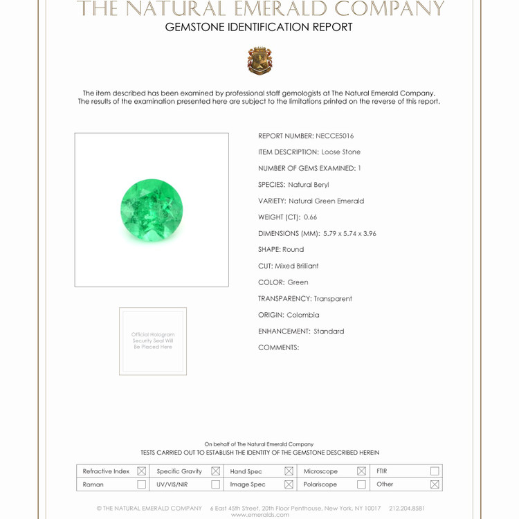 0.66 Ct. Emerald from Colombia