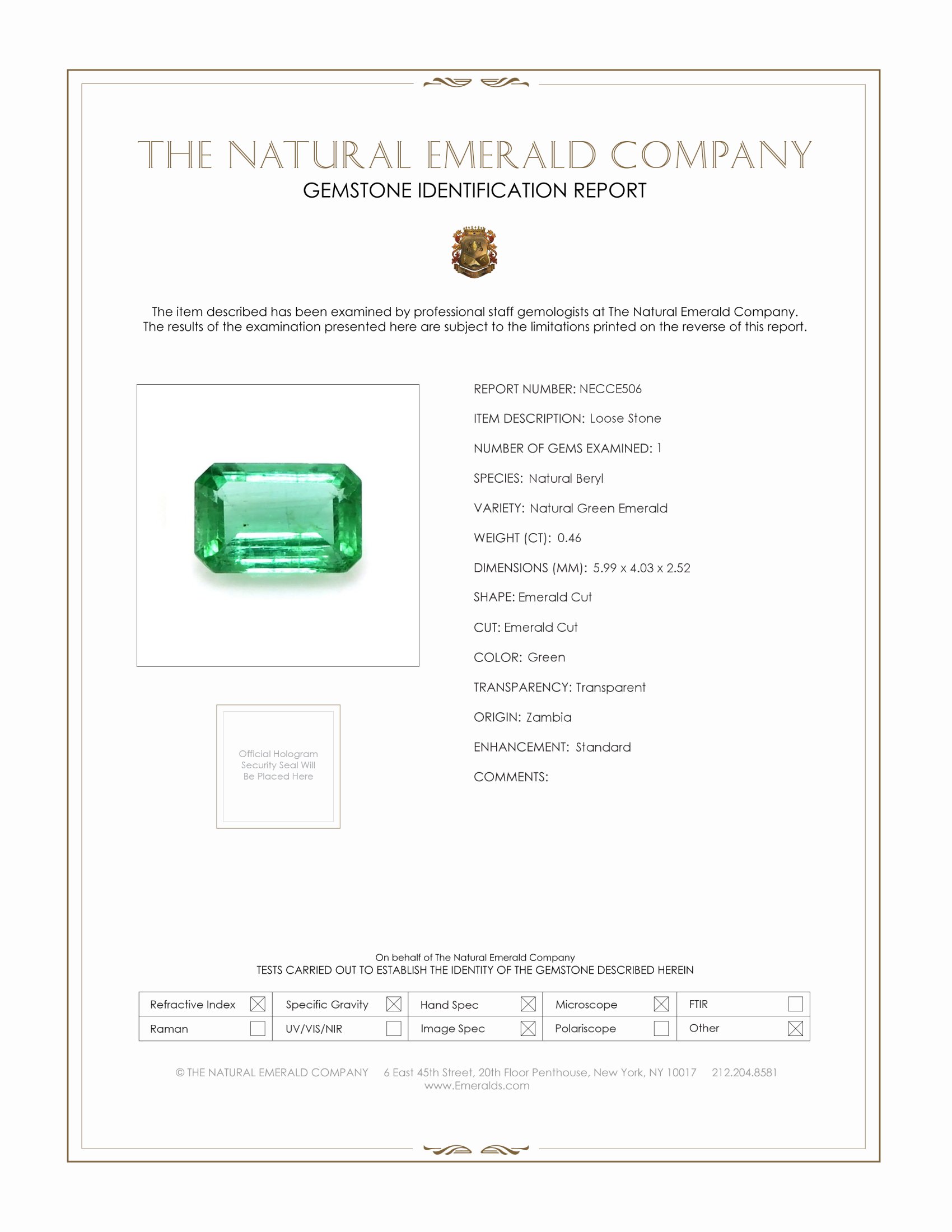 0.46 Ct. Emerald from Zambia