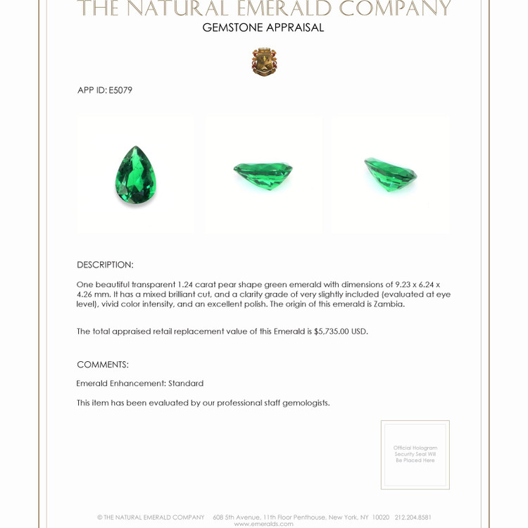 1.24 Ct. Emerald from Zambia