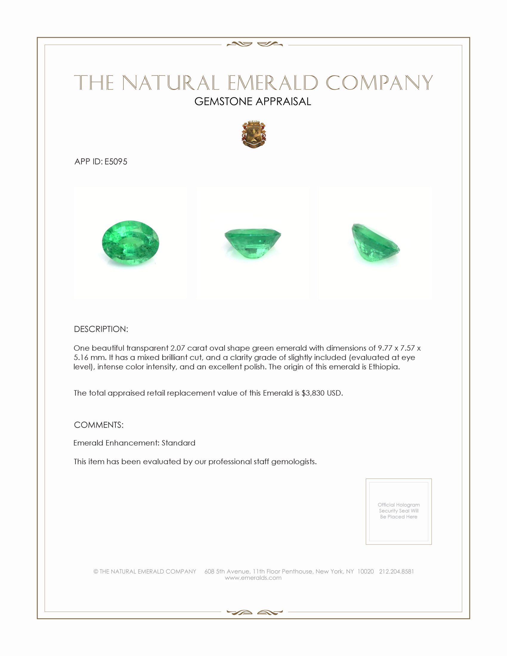 2.07 Ct. Emerald from Ethiopia