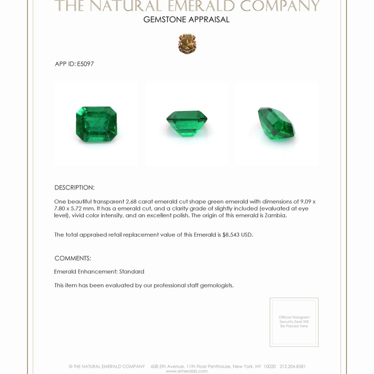 2.68 Ct. Emerald from Zambia