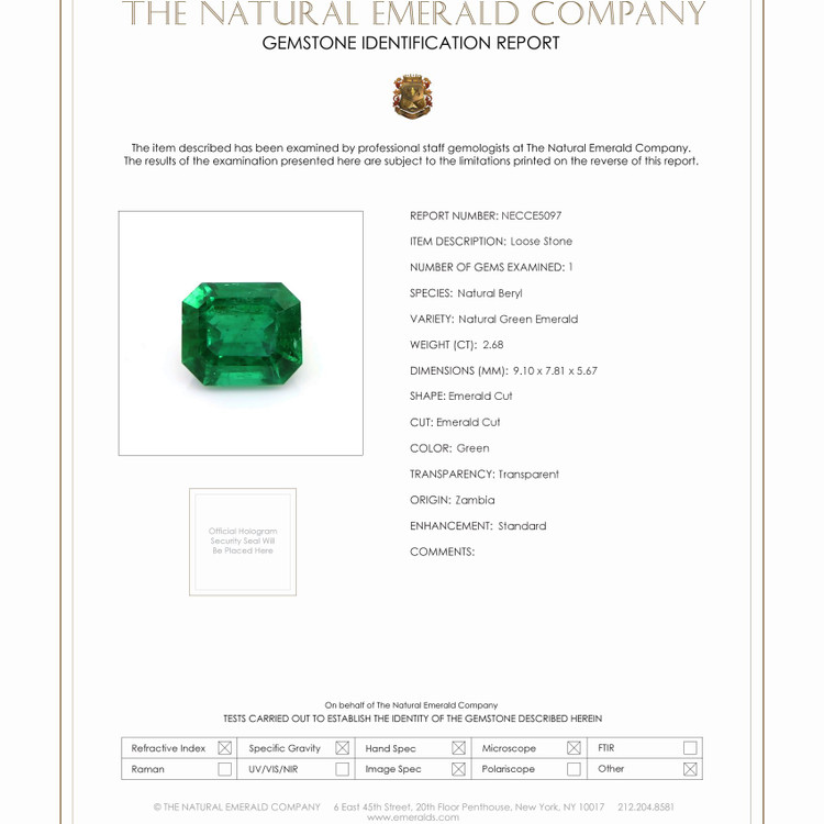 2.68 Ct. Emerald from Zambia