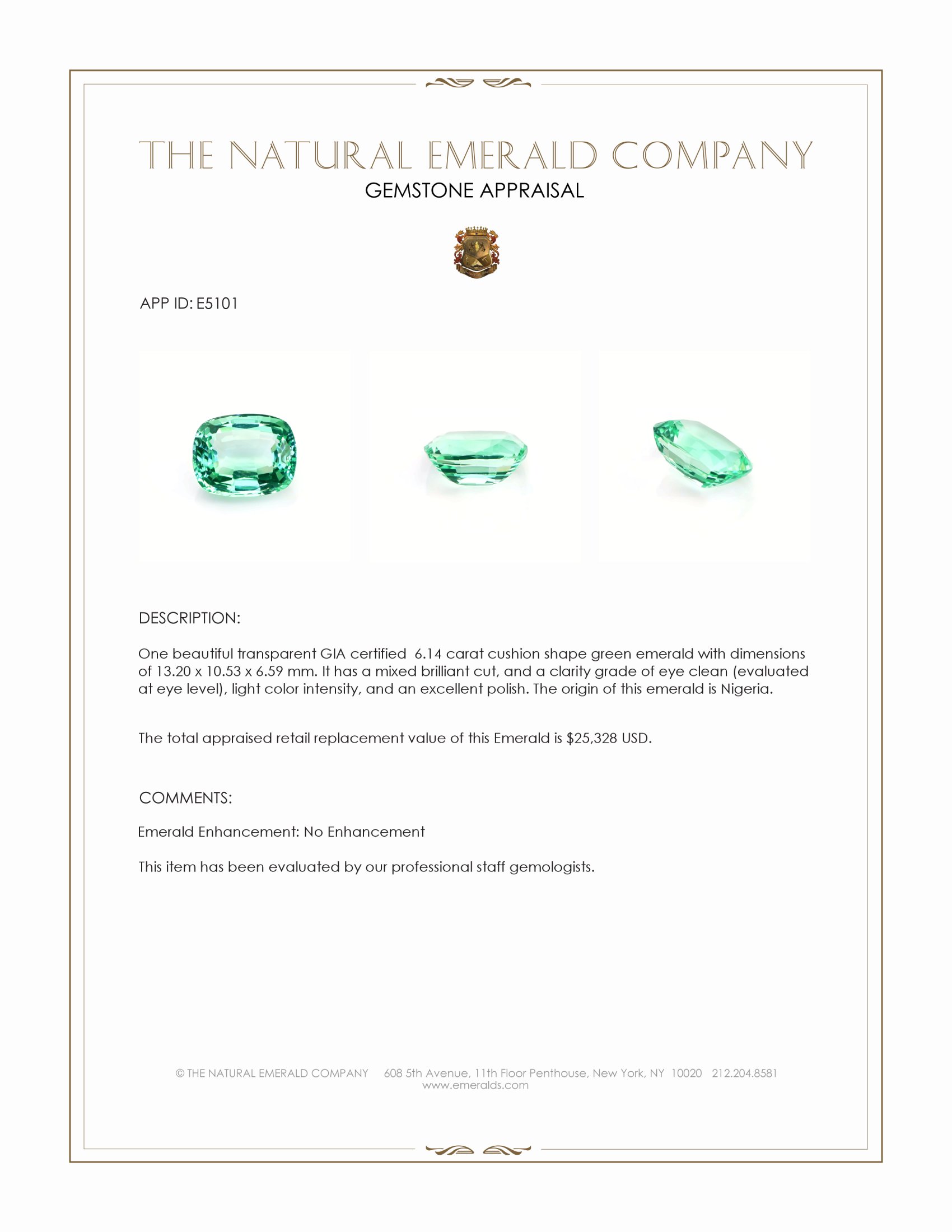 6.14 Ct. Emerald from Nigeria