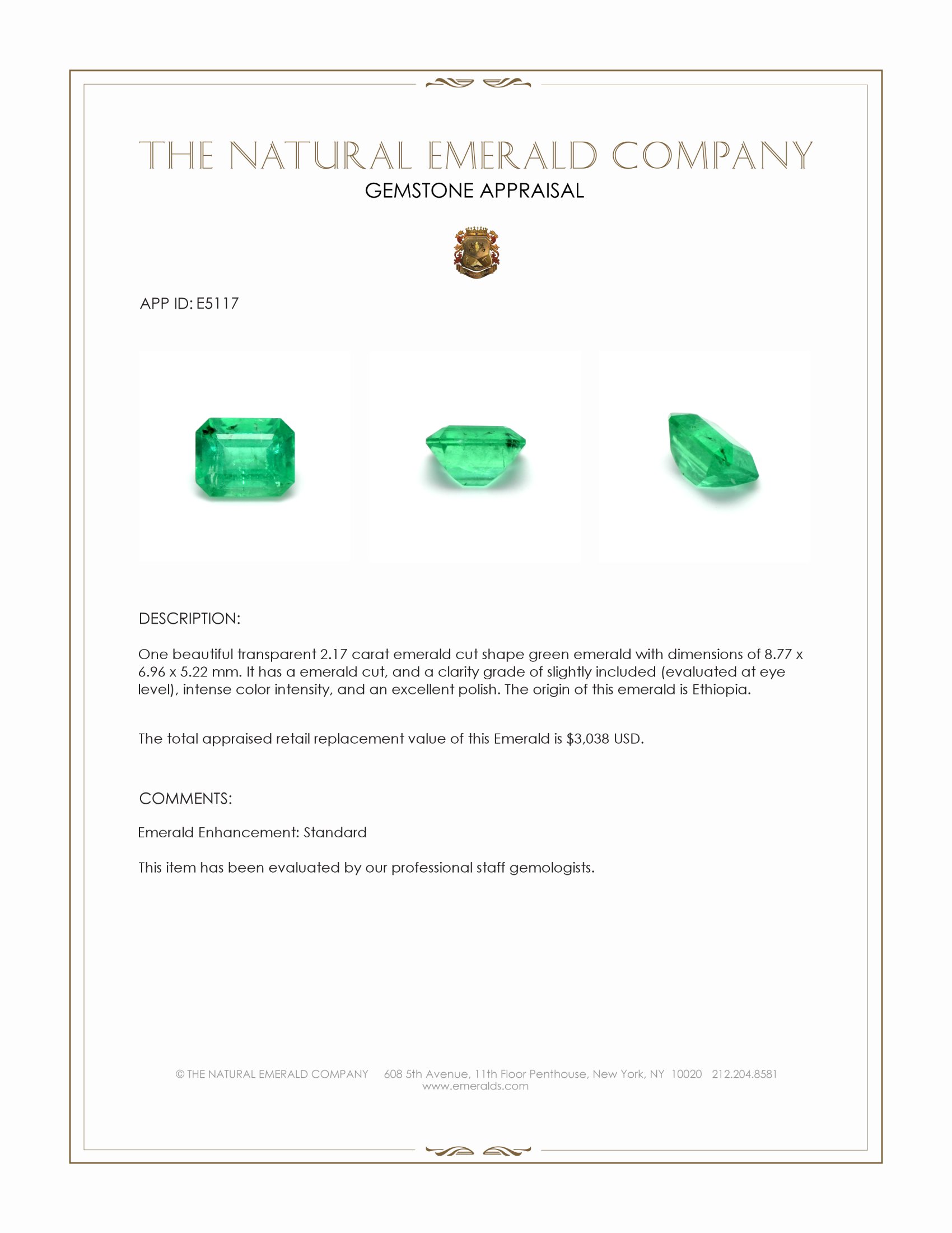 2.17 Ct. Emerald from Ethiopia