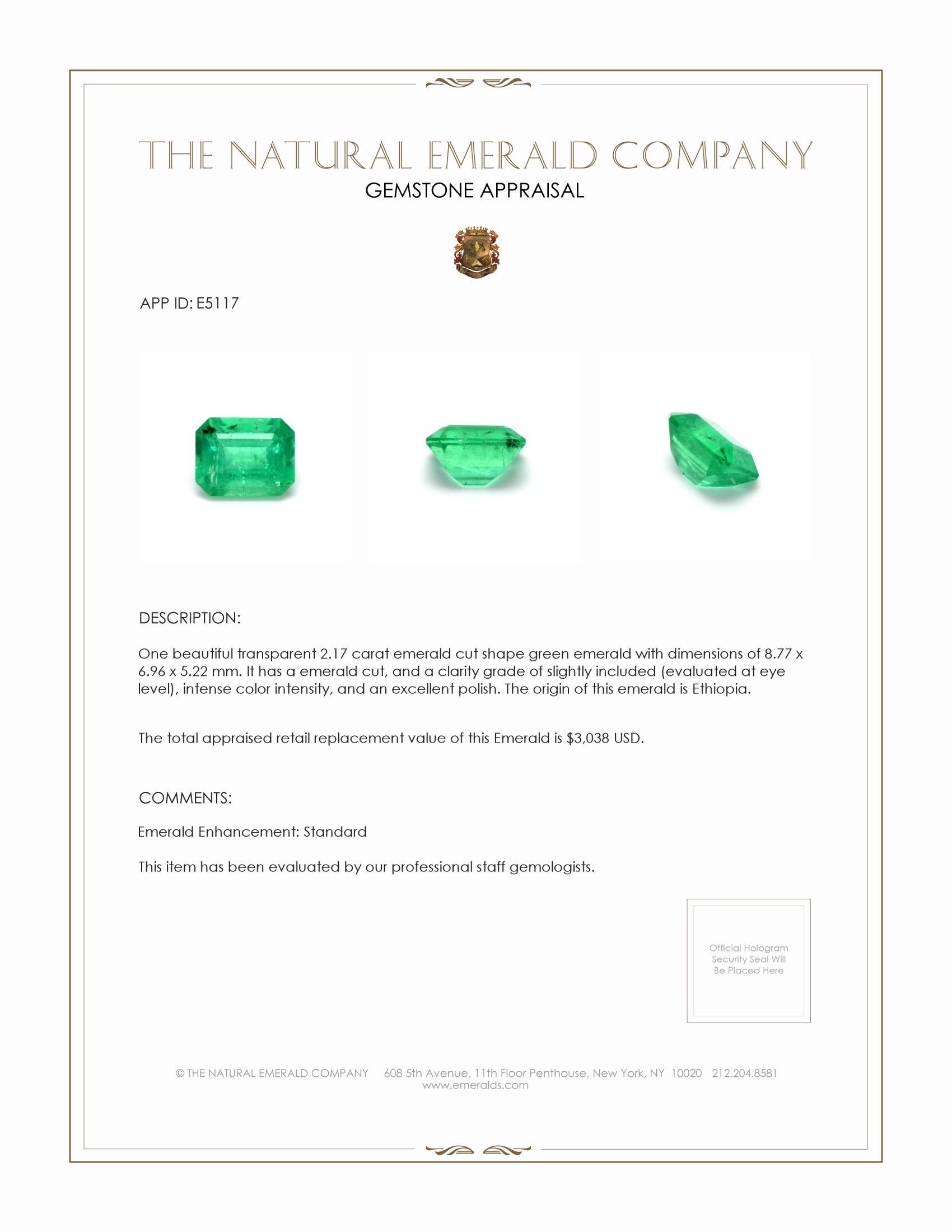 2.17 Ct. Emerald from Ethiopia