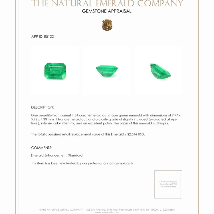 1.34 Ct. Emerald from Ethiopia