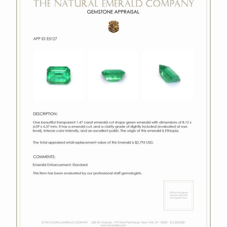 1.47 Ct. Emerald from Ethiopia