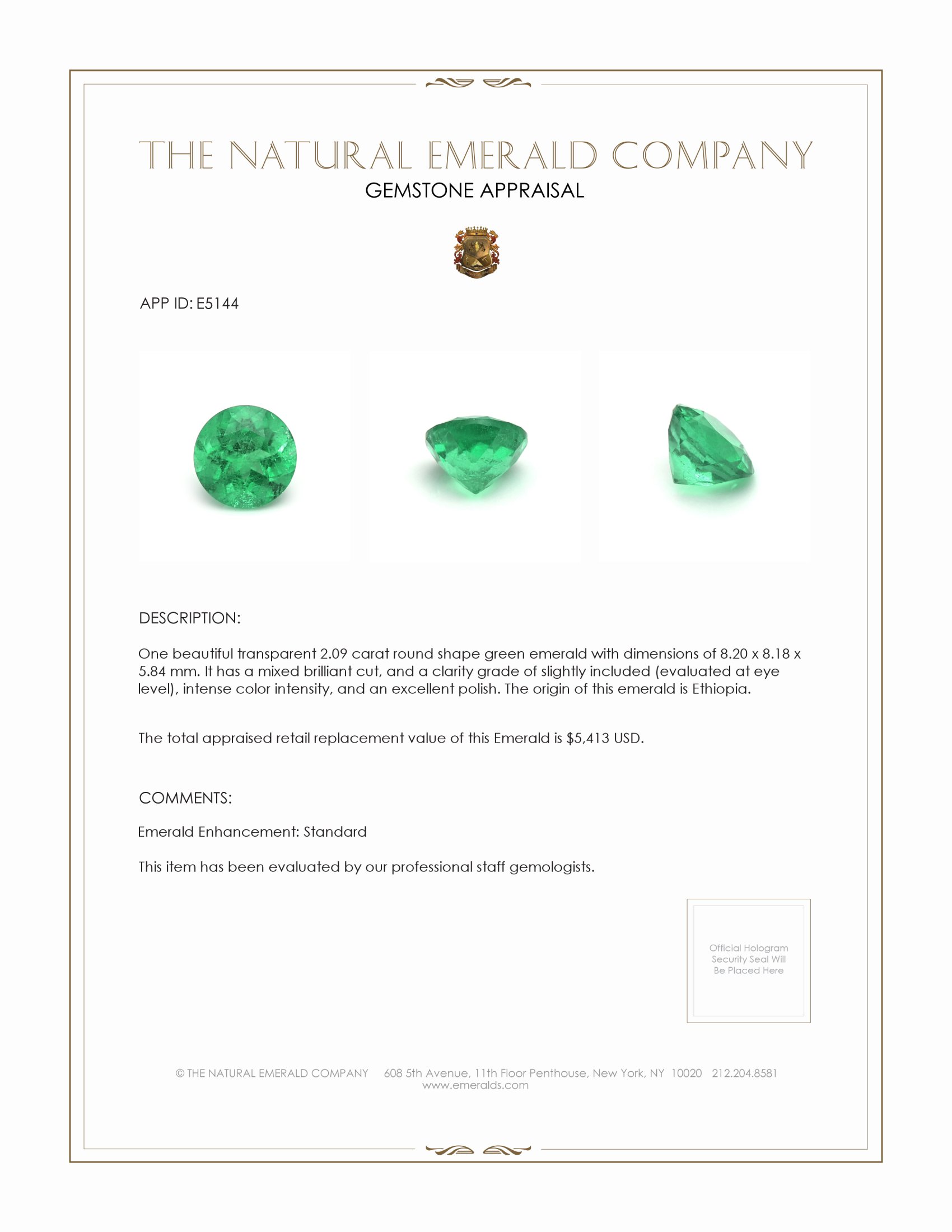 2.09 Ct. Emerald from Ethiopia