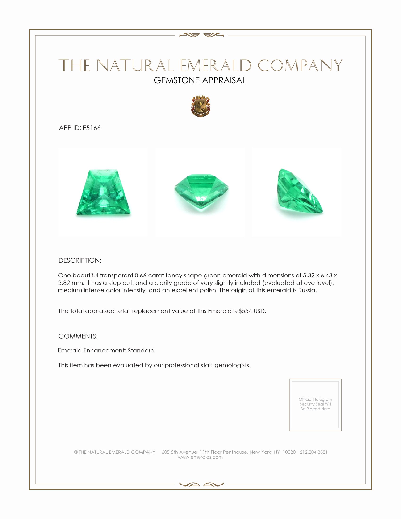 0.66 Ct. Emerald from Russia