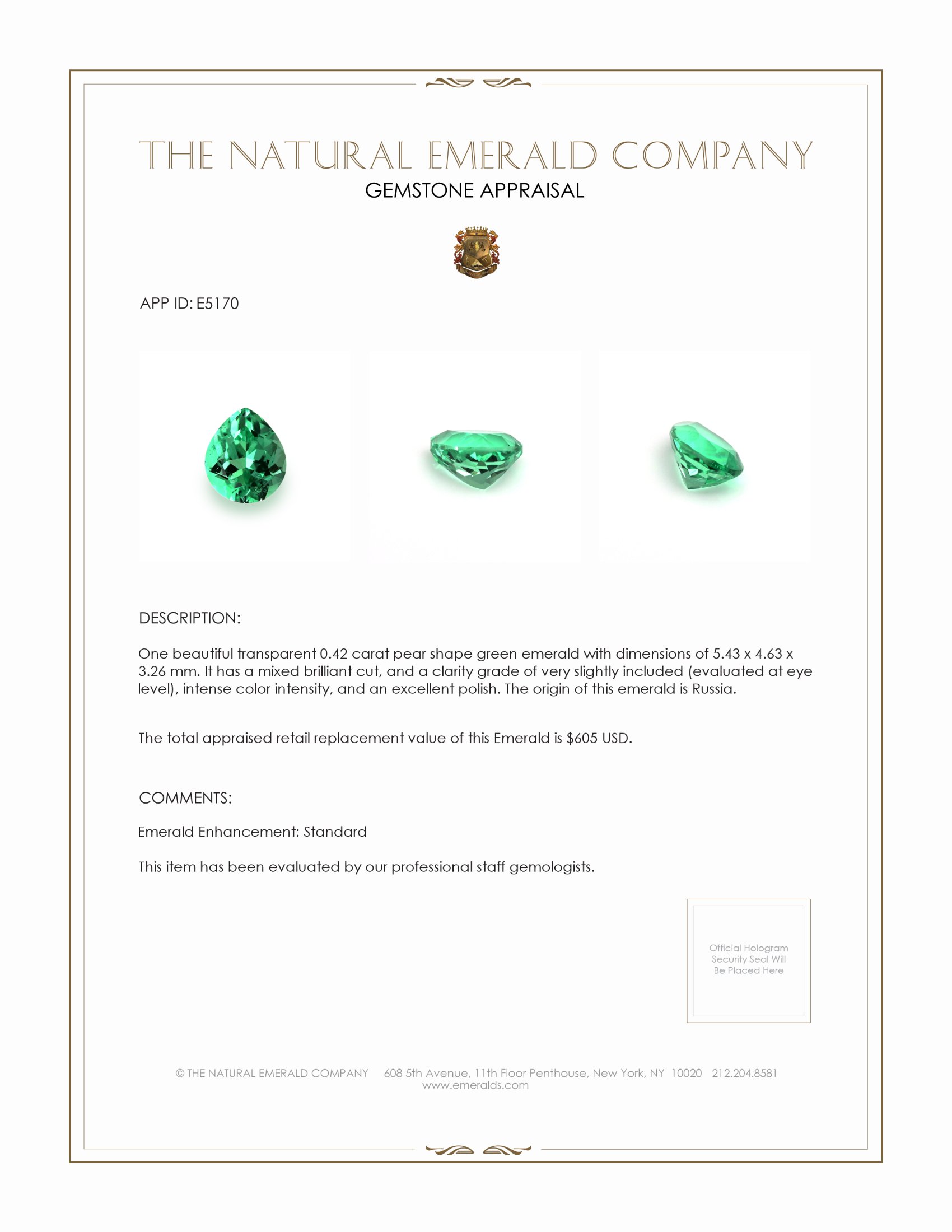 0.42 Ct. Emerald from Russia
