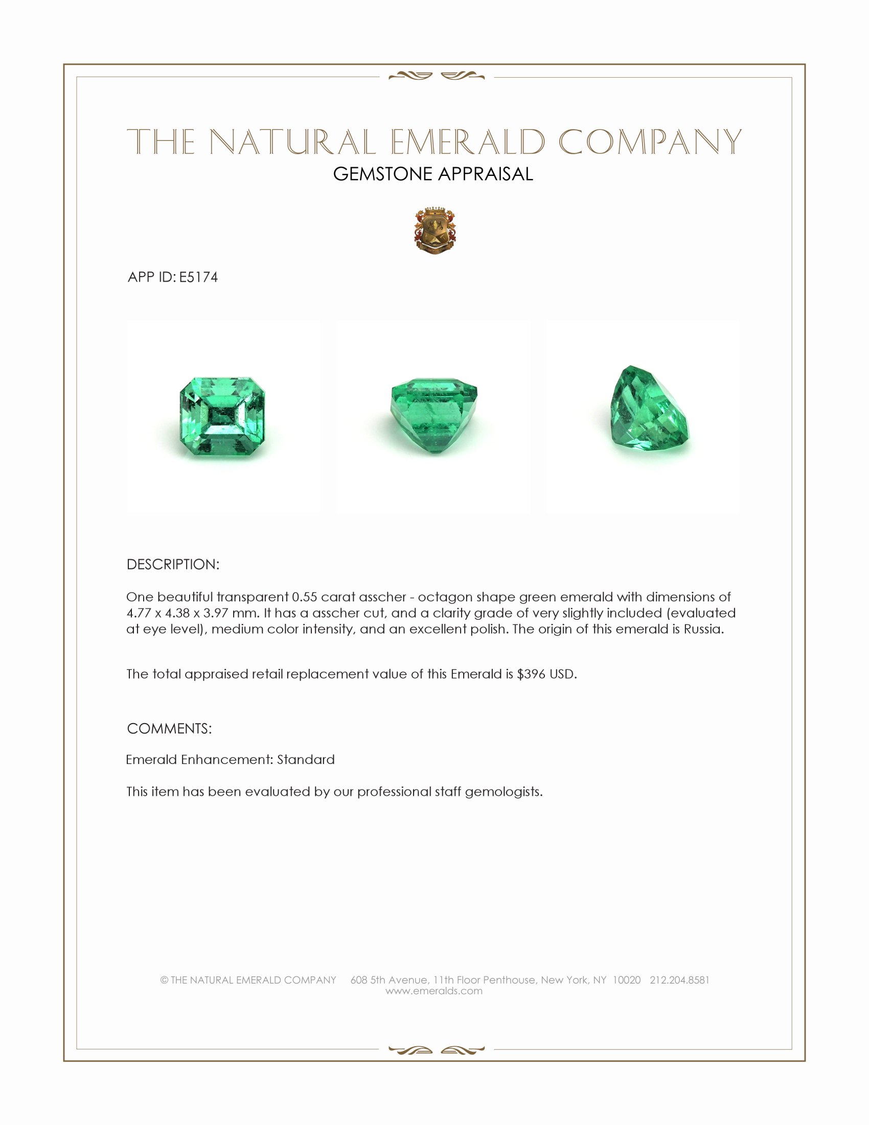 0.55 Ct. Emerald from Russia