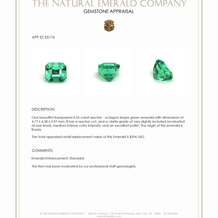 0.55 Ct. Emerald from Russia