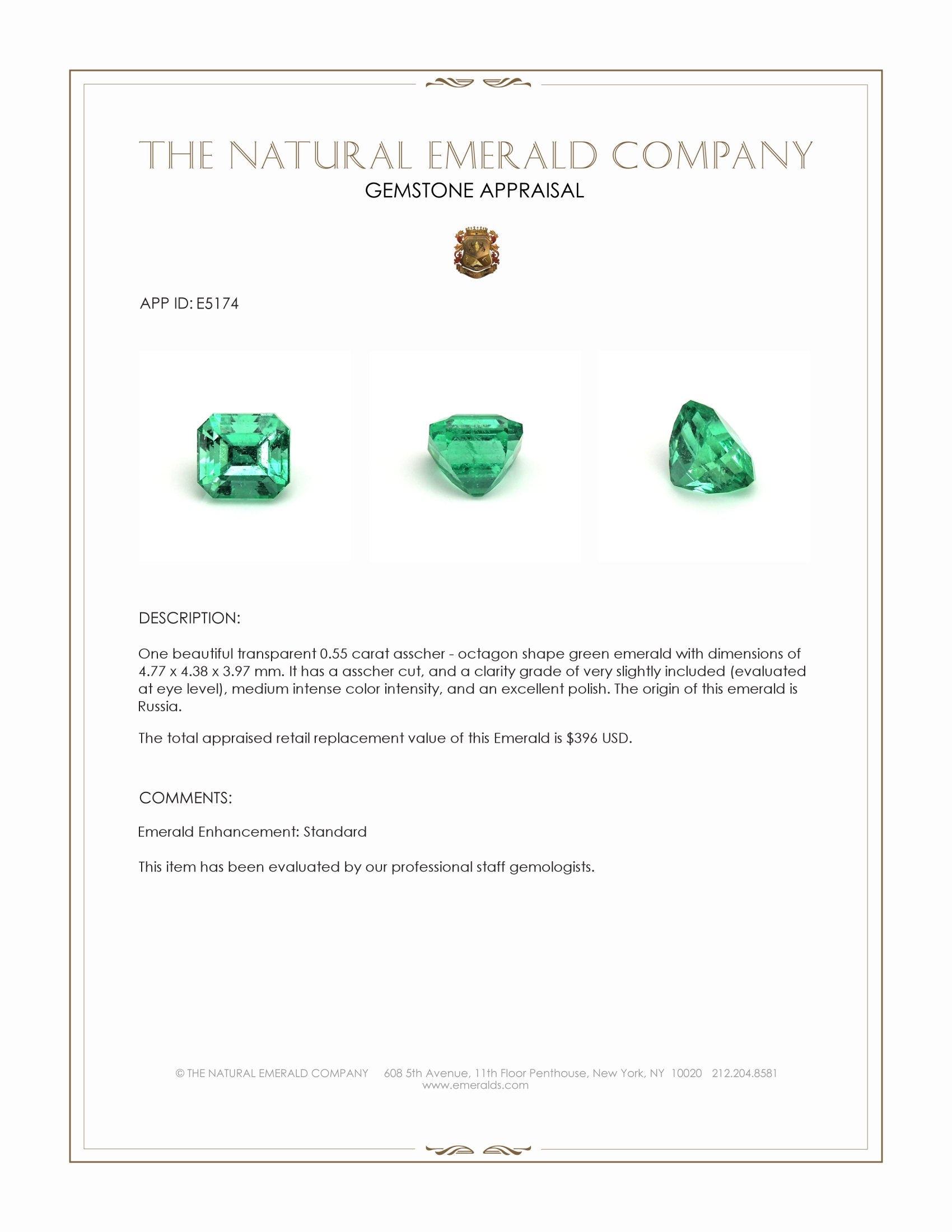 0.55 Ct. Emerald from Russia