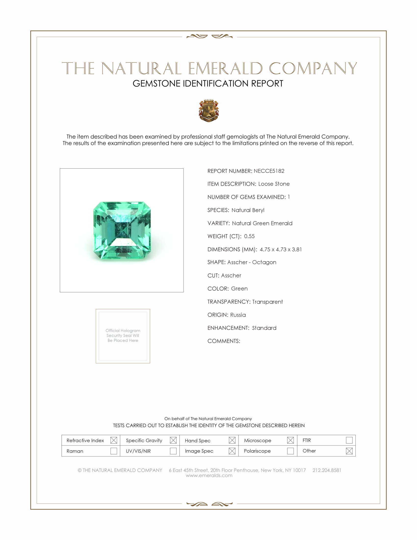 0.55 Ct. Emerald from Russia