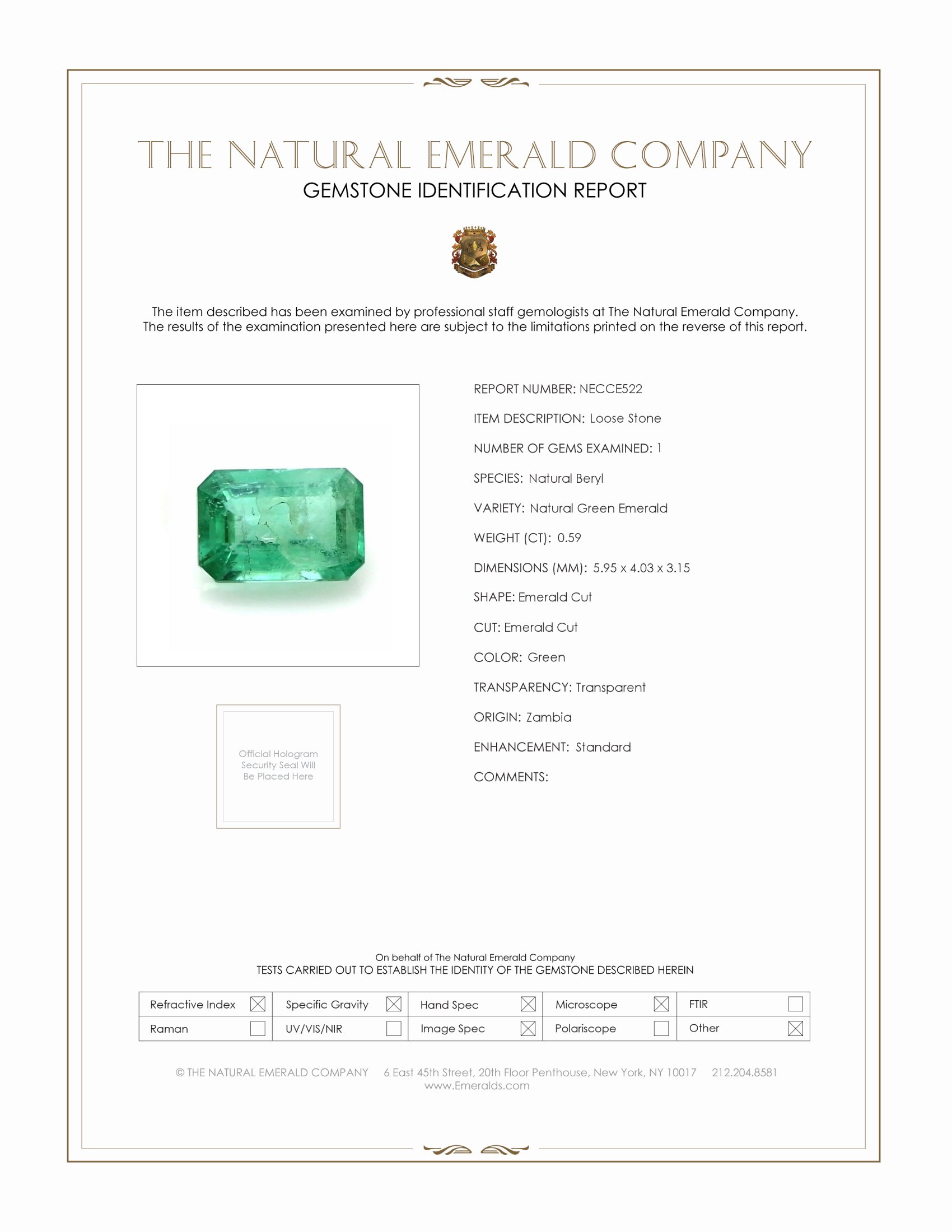 0.59 Ct. Emerald from Zambia