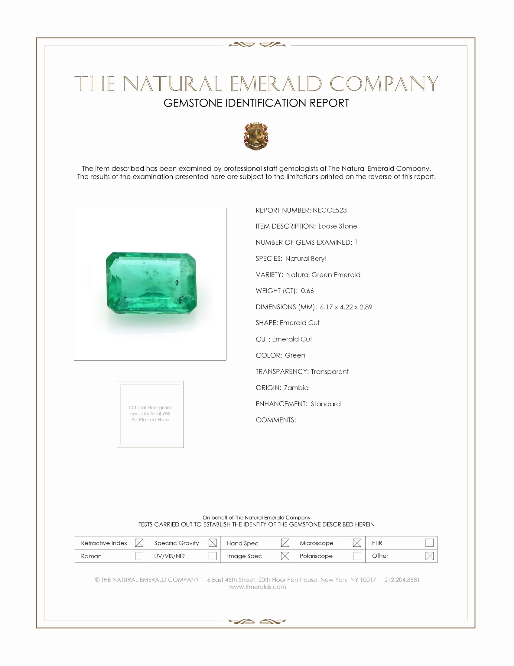 0.66 Ct. Emerald from Zambia